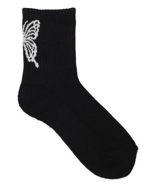 WEGO バックバタフライクルーソックス ブラック