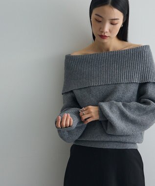 Green Parks オフショルダーニット Gray Mixture