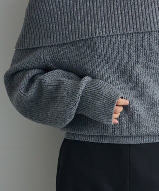 Green Parks オフショルダーニット Gray Mixture