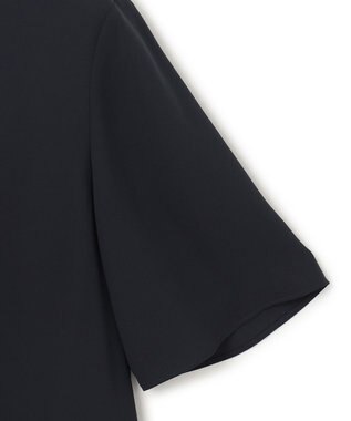 ICB L 【接触冷感・UVケア・速乾・洗える】BackSatinAmunzen  5分袖スカーフタイブラウス ネイビー系