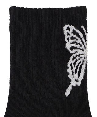 WEGO バックバタフライクルーソックス ブラック