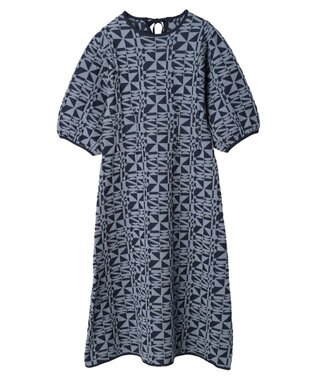 Green Parks ａ．ニットジャガード柄ワンピース Blue