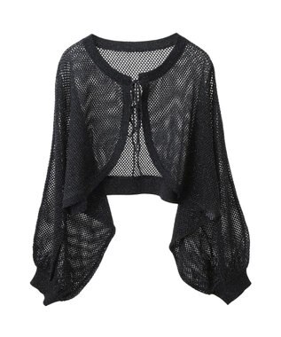 earth music&ecology リボンメッシュボレロ Black