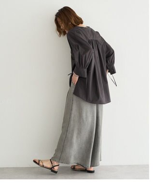 YECCA VECCA 【ORGABITS】5分袖スキッパーシャツ Charcoal Gray