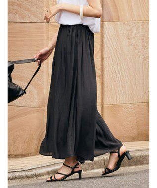 AMERICAN HOLIC エアリーギャザーガウチョパンツ【裏地：接触冷感】 Black