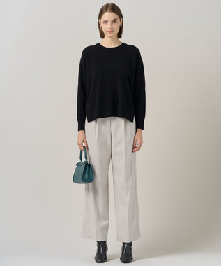 ICB L 【裏起毛】 ウォームサテン ワイドストレートパンツ トープ系