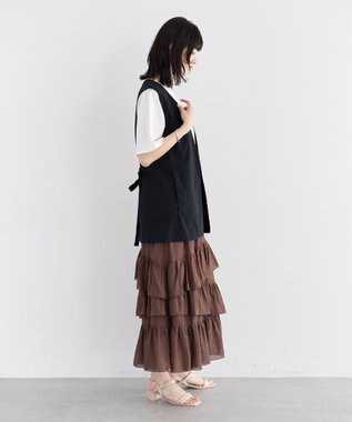 YECCA VECCA アシメラッフルスカート Brown