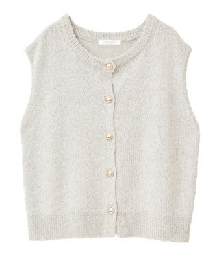 Green Parks ツィード風金釦ニットベスト Gray