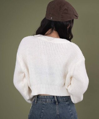 WEGO ダブルZIPニットカーデ ホワイトアイボリー