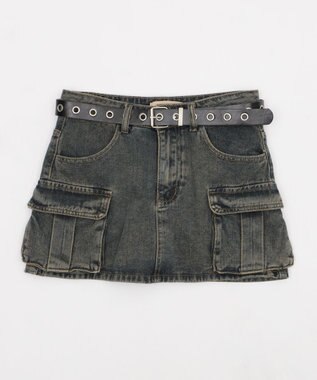 WEGO ハトメベルトカーゴデニムスカパン デニム