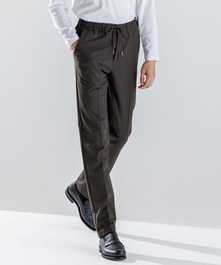 JOSEPH HOMME 新素材【ストレッチ/ウエストゴム仕様】ウール混キャリーマンストレッチ ドロスト付ストレートパンツ / HOVE ダークブラウン系