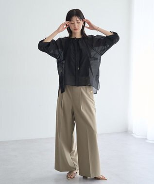 YECCA VECCA タックスリーブシアーシャツ Black