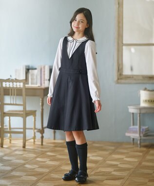 組曲 KIDS 【150-170㎝】ダブルカラー ブラウス オフホワイト系