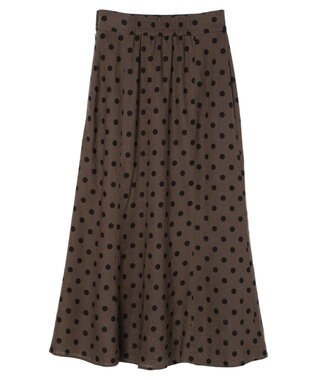 YECCA VECCA レーヨンリネンドットマーメイドスカート Brown