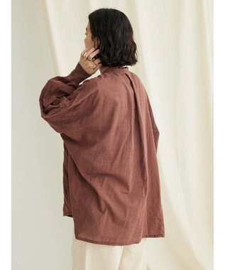 CRAFT STANDARD BOUTIQUE シアーボイルピグメント染めバンドカラーシャツ Brown