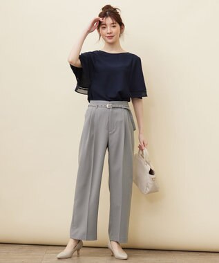 ANY SIS 【洗える】ドライオックスタック ワイドパンツ ライトグレー