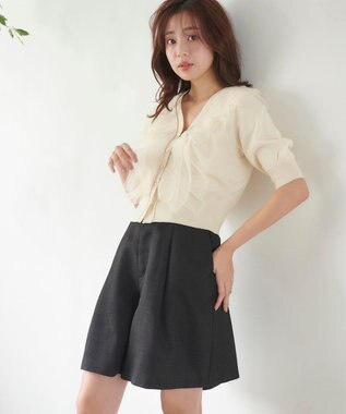 Feroux 【洗える】ベルテッドショート パンツ ブラック系