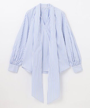 GRACE CONTINENTAL ボウタイギャザートップ ストライプ