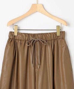 組曲 L レザーライク  クロップド ドロストワイドパンツ ブラウン系