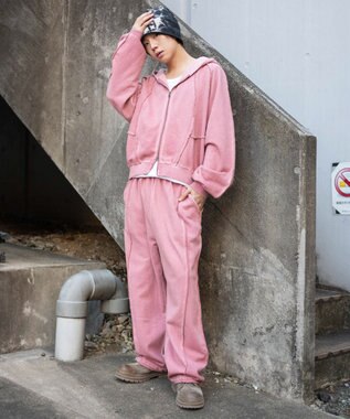 WEGO 【ユニセックス着用ITEM/ウエストゴム】スウィッチングスウェットパンツ ピンク