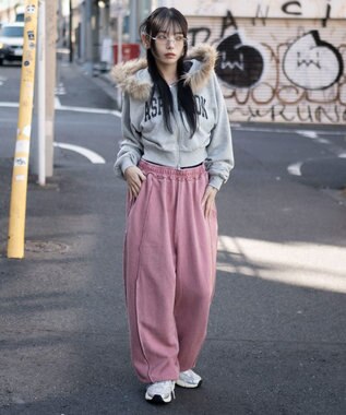 WEGO 【ユニセックス着用ITEM/ウエストゴム】スウィッチングスウェットパンツ ピンク