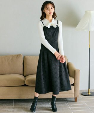 Feroux 【先行予約】リボンタイリブ ニット ホワイト系