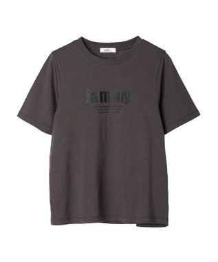earth music&ecology ロゴソリッドミニマルＴシャツ Charcoal Gray
