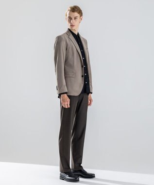 JOSEPH HOMME 新素材【ストレッチ/ウエストゴム仕様】ウール混キャリーマンストレッチ ドロスト付ストレートパンツ / HOVE ダークブラウン系