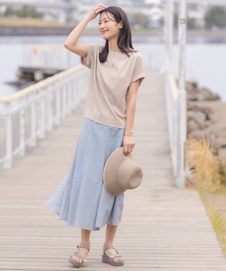 J.PRESS LADIES L 【WEB限定カラーあり・洗える】Vis/Peスパーク バンドカラー ニット ベージュ系