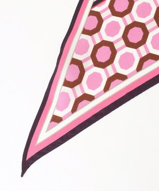 自由区 フラワー×ジオメトリックスカーフ レッド系