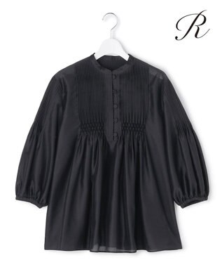 23区 【R(アール)】スモッキングタックオーガンザ ピンタック ブラウス