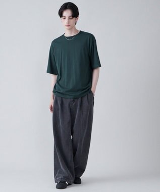 WEGO 【ユニセックス着用ITEM/綿100%/XSSMLサイズ展開】リラックスフィットコットンT ダークグリーン