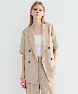 uncrave ウォッシャブルドライサップ ハーフスリーブジャケット シャンブレーベージュ