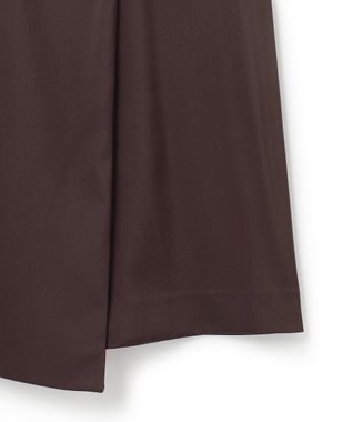 ICB L 【洗える】ストレッチダブルサテン テーラーカラー ラップワンピース ダークブラウン系