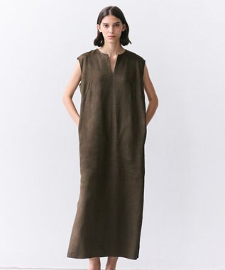 BEIGE， MICA / リネンブレンドノースリーブロングドレス