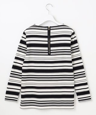 自由区 【洗える】コットンポンチボーダー クルーネック カットソー ネイビー系1