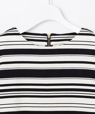 自由区 【洗える】コットンポンチボーダー クルーネック カットソー ネイビー系1