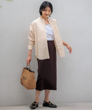 23区 【洗える】ヴィスコースストレッチ タイトスカート ダークブラウン系