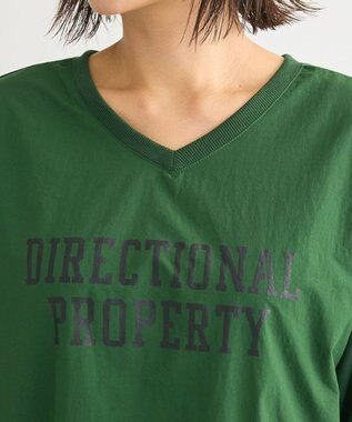 Green Parks ７分袖裏毛ドッキングロゴワンピース Green