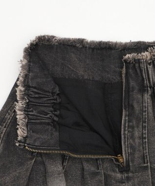 WEGO ヴィンテージウォッシュデニムプリーツスカパン ブラックその他