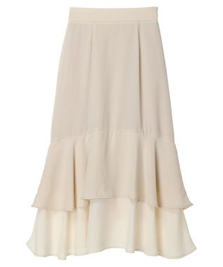 earth music&ecology バイカラーラッフルヘムスカート Beige