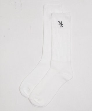 WEGO 刺繍ロゴローゲージゆるリブソックス ホワイト