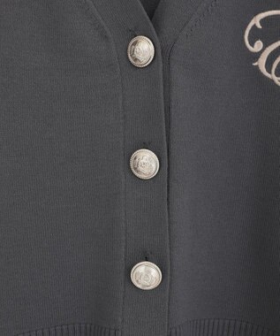 earth music&ecology ロゴ刺繍カーディガン Charcoal Gray