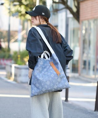 russet デニムジャガード2WAYビッグトートバッグ(CE-1687) Indigo