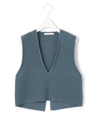 ICB 【洗える】 コットンテープリブベスト ライトブルーグレー系