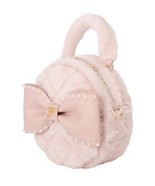 Maison de FLEUR フェイクファーパールリボンラウンドバッグ Pink