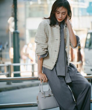 #Newans 【洗濯機可】ビックリボンパウダリーブラウス チャコール