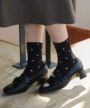 Tiaclasse 花柄ジャガードソックス ブラック