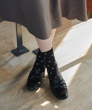 Tiaclasse 花柄ジャガードソックス ブラック