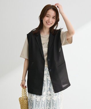 Green Parks メッシュフレンチスリーブジレ